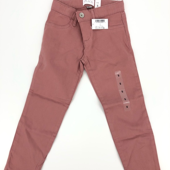 Children's Place Girls Mauve Pink Zip Front Adjustable Jeggings Size 5 NWT - Picture 2 of 6